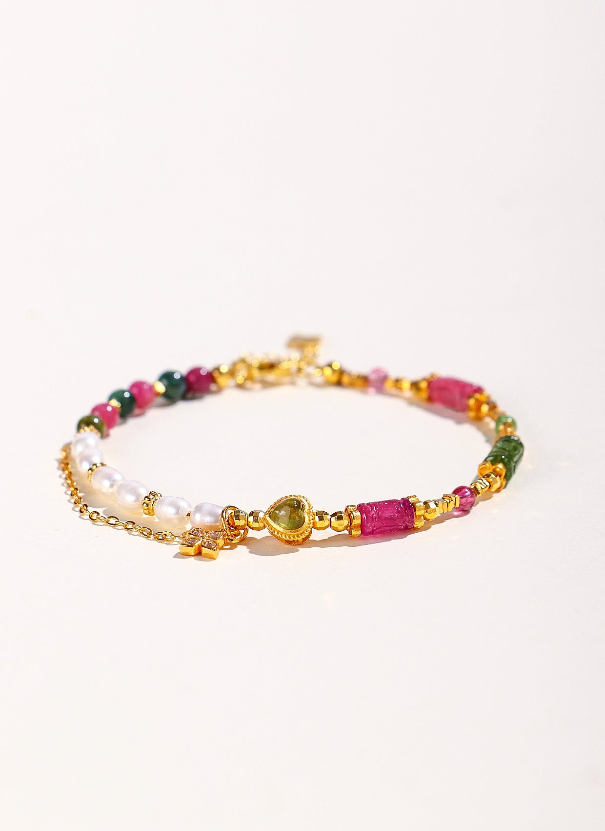 Planderful Fortune's Favor Bracelet – Elegant Tourmaline and Pearl Design