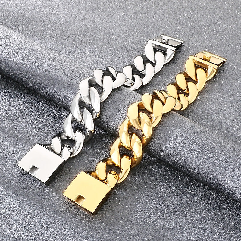 Titanium Steel – Vacuum Plating 30mm Design Cuban Chain Stainless Bracelet