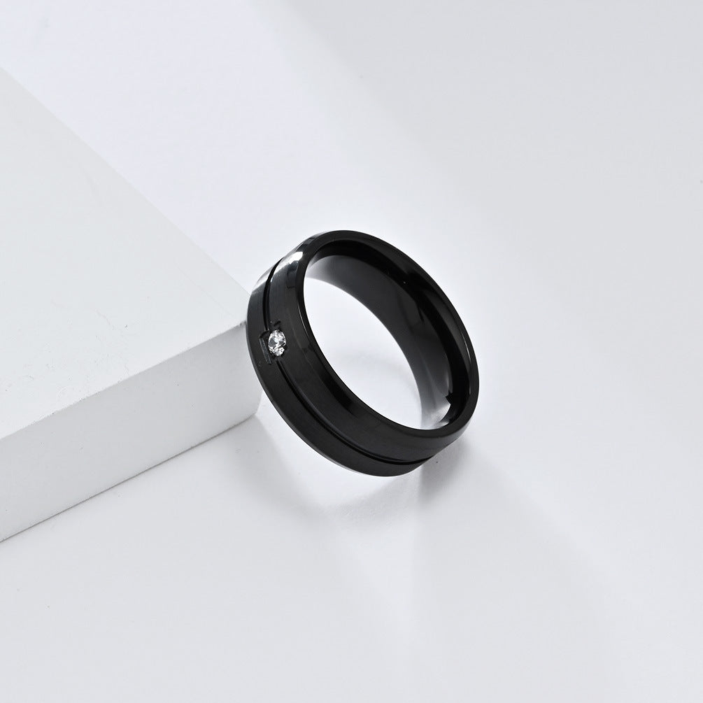 Planderful Titanium Steel Ring For Men With Zircon Inlay Minimalist Wedding Band Everyday Genie Collection