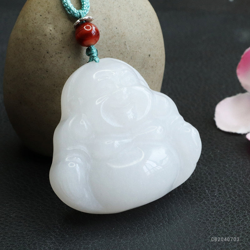 Golden Silk Jade Buddha Pendant