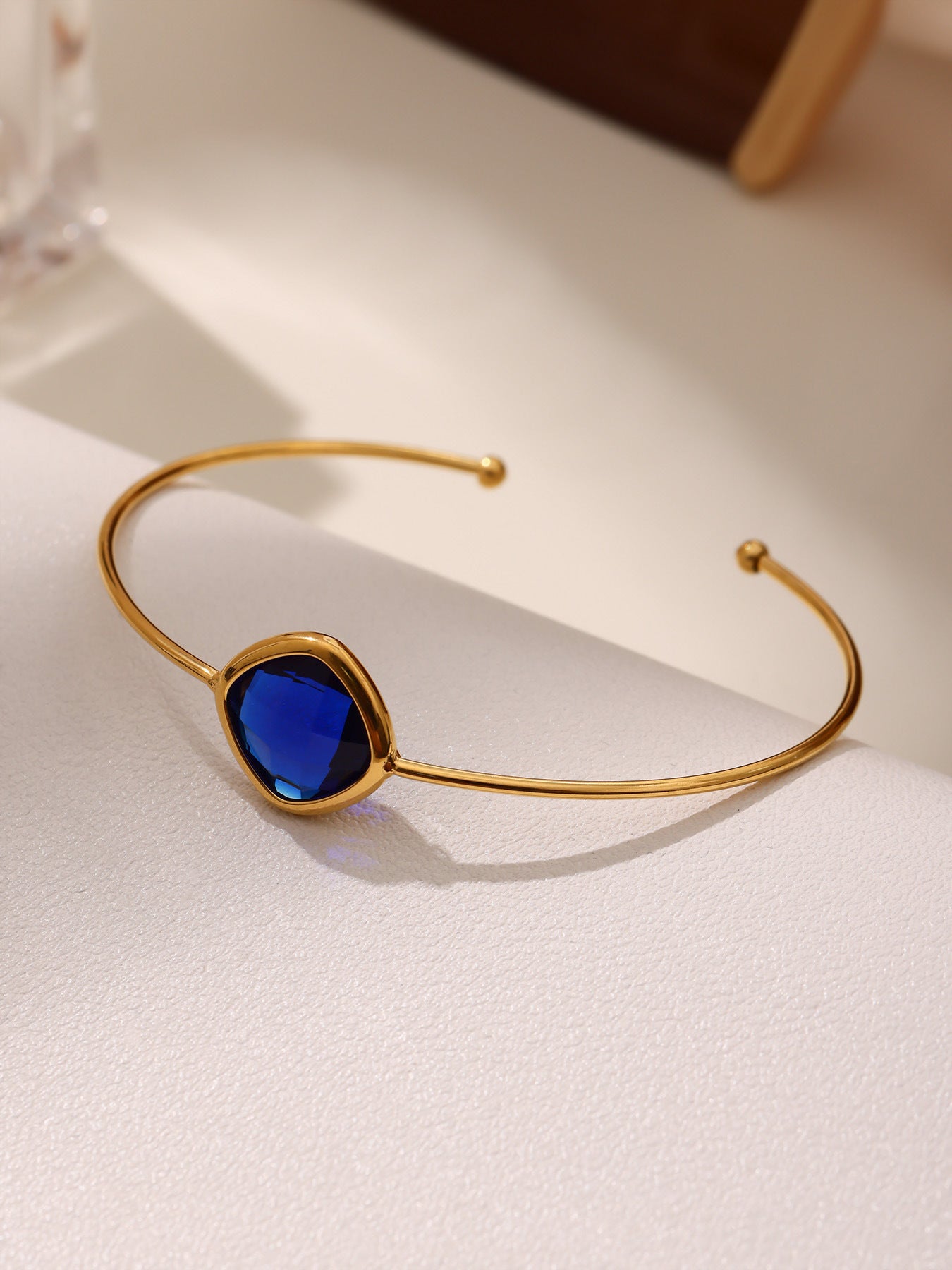 Planderful Czech Glass Open Bracelet For Women Light Luxury