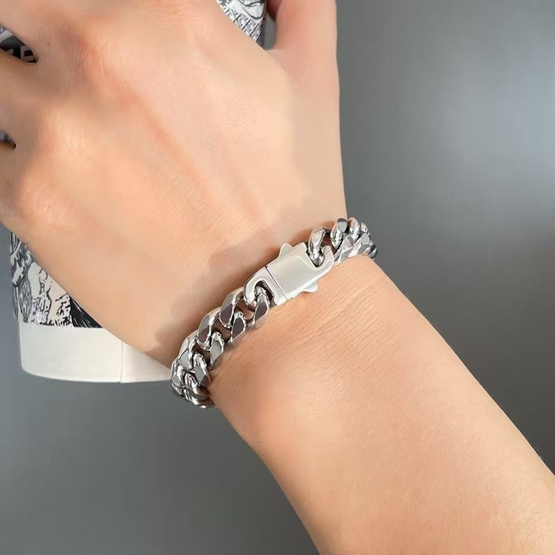 Planderful Jewelry Men's Cuban Bracelet Stainless Steel