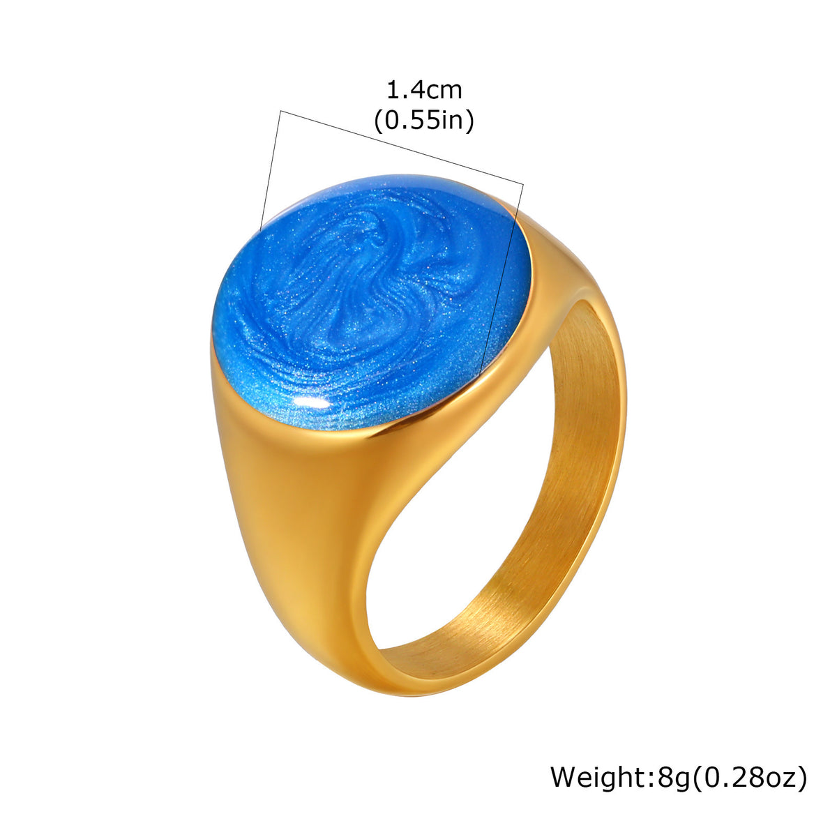 Stainless Steel Summer Ocean Wind Drip Oil Ring Irregular Design Curved Drip Light Blue