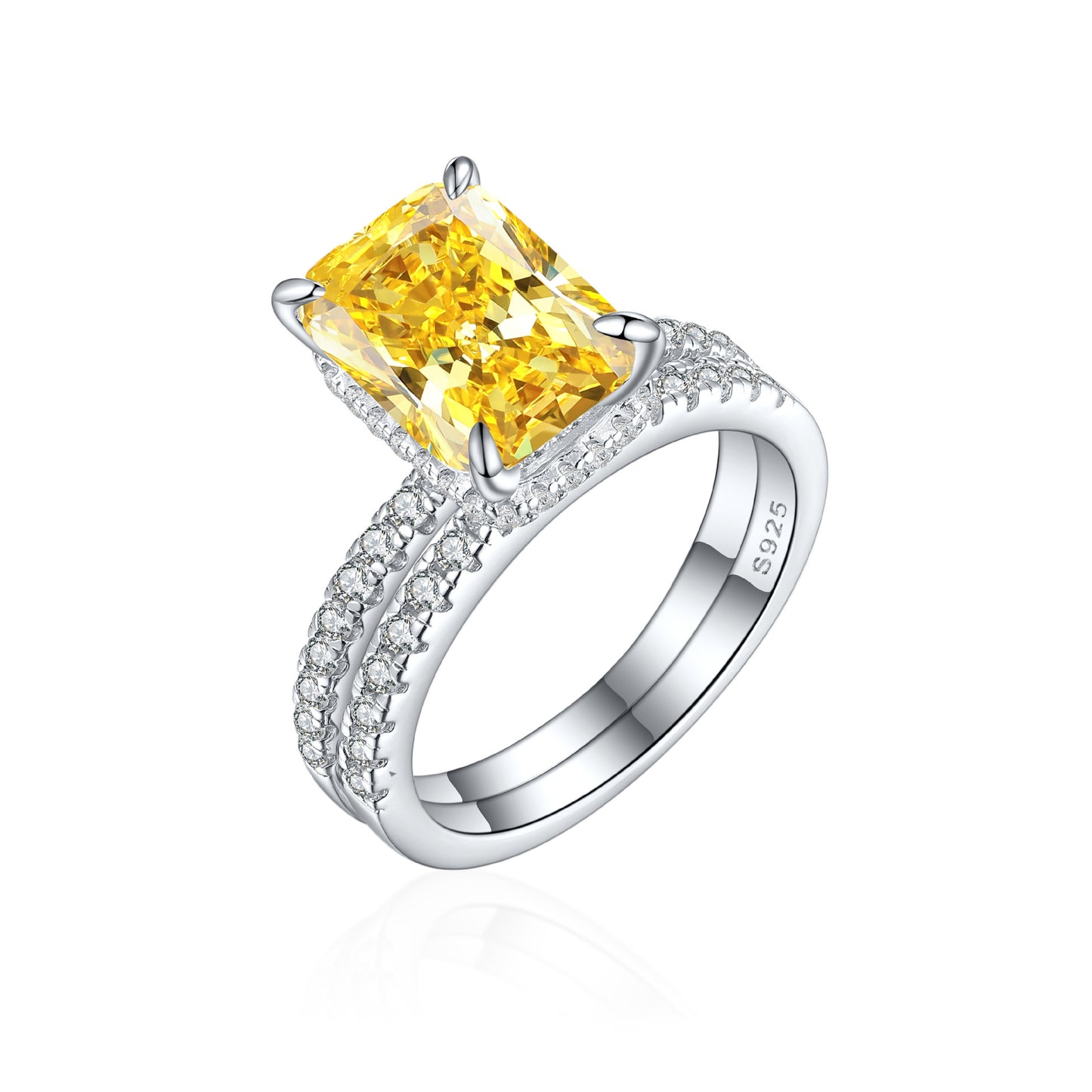 925 Sterling Silver 4ct Ice Flower Cutting Ring with Zircon