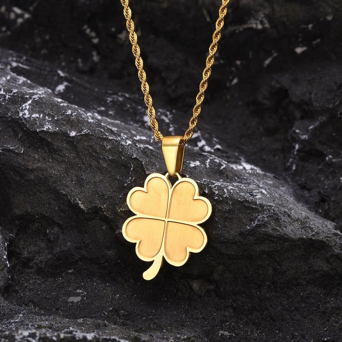 Jewelry Stainless Steel Four-Leaf Pendant Necklace Unisex