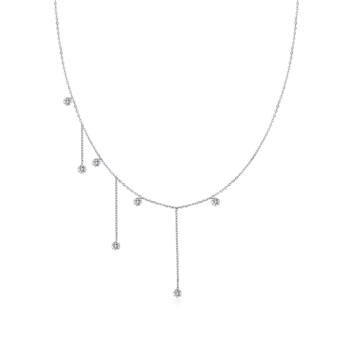 925 Sterling Silver Tassel Geometric Moissanite Necklace