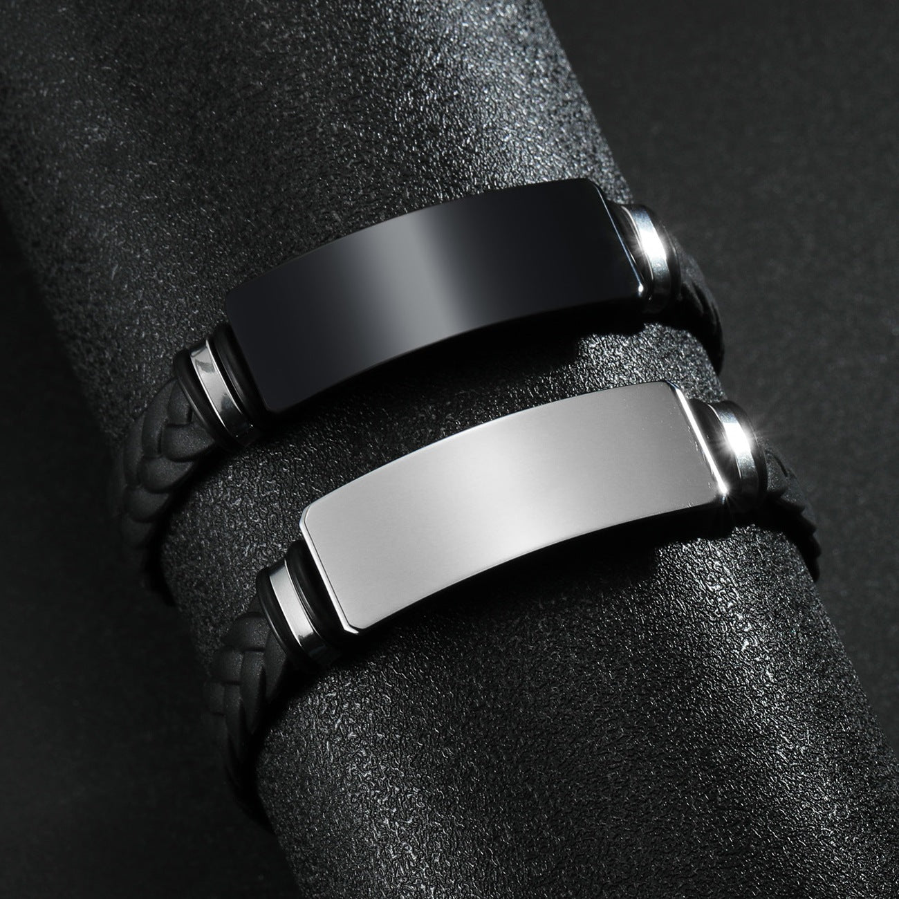 Planderful Everyday Genie Twist Woven Silicone Bracelet Stainless Steel Unisex Couple Protection Statement