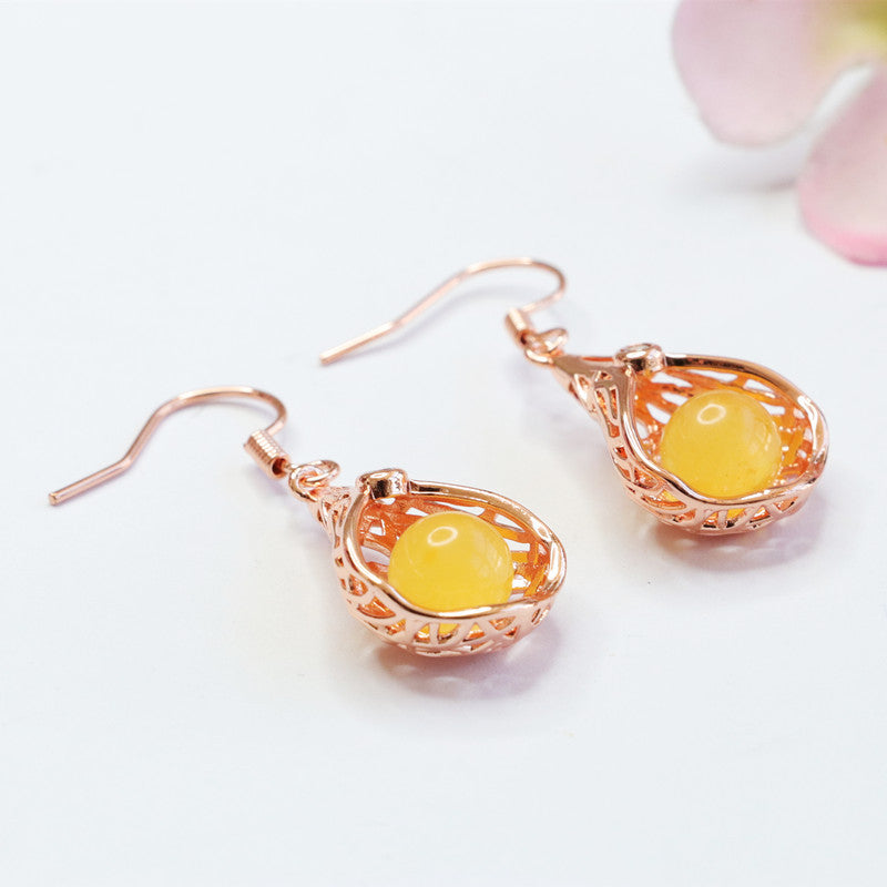 Beeswax Amber Swing Drop Earrings
