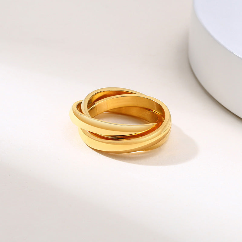 European And American Jewelry Three-In-One Plain Fashion Ring