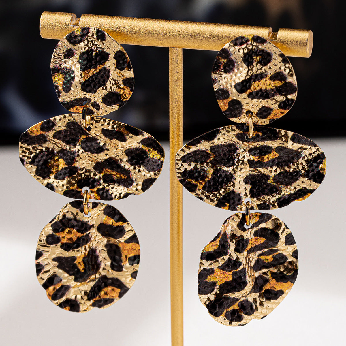 Planderful Vienna Verve Earrings – Irregular Metal Leopard Print Design