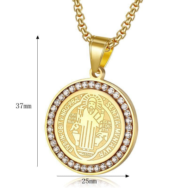 Planderful Everyday Genie Unisex Stainless Steel Gold Plated Zircon Pendant Necklace For Men And Women