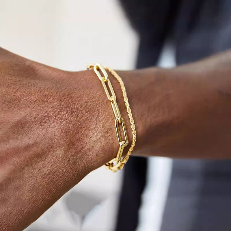 Planderful Jewelry Stainless Steel Paperclip Bracelet Set