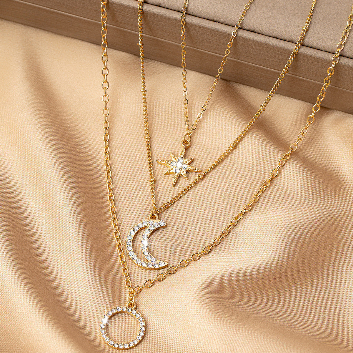 Planderful Vienna Verve Necklace – Fashionable Layered Star Moon Design