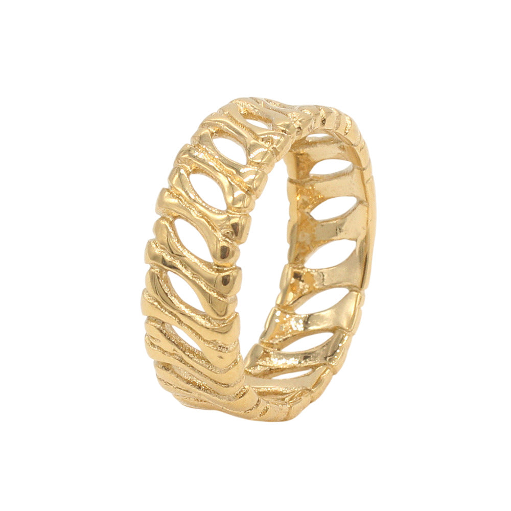 Planderful Jewelry Titanium Ring For Men Retro Bone Design In Stainless Steel Gift Ready