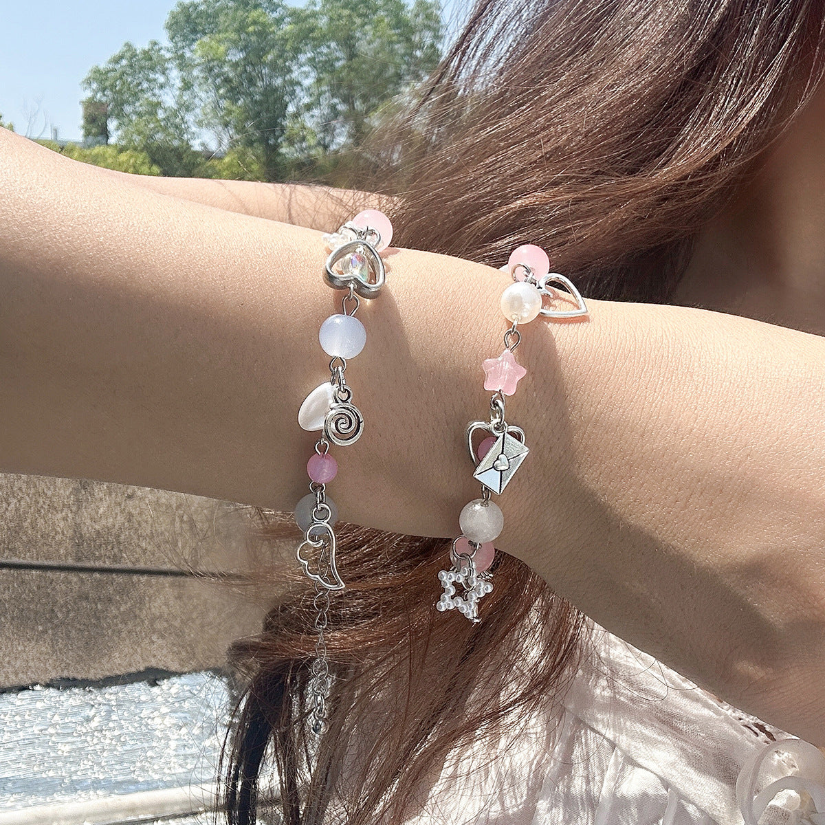 Planderful Vienna Verve Bracelet For Women Pastoral Bow Tassel Imitation Pearl Star Jewelry