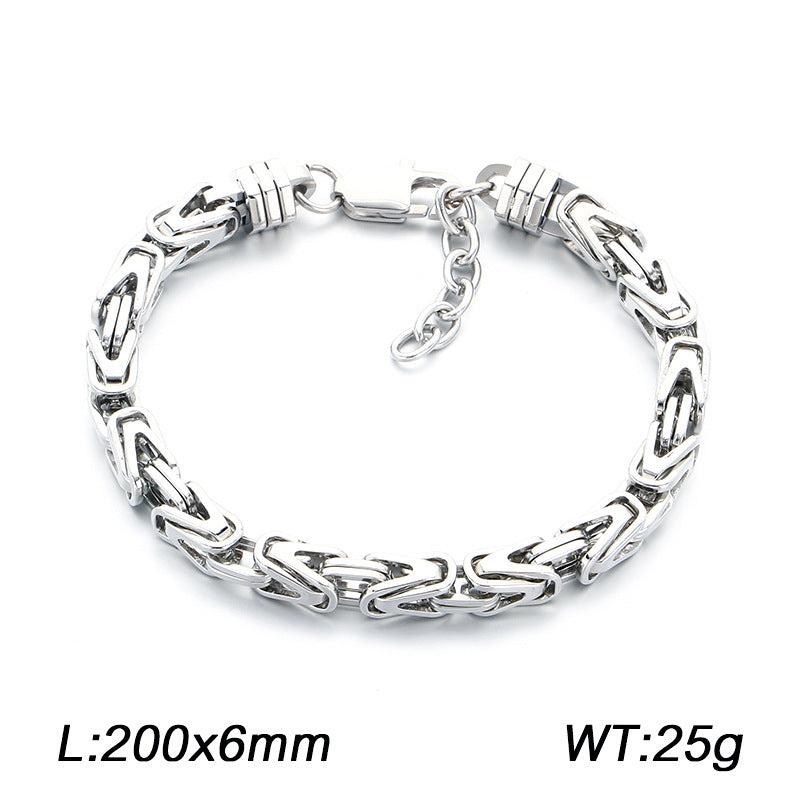 Byzantine Titanium Steel Bracelet – Hip Hop V-Shaped Emperor Chain 6mm Stainless Steel