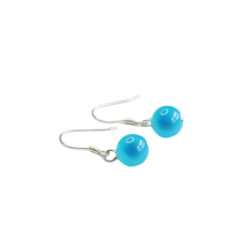 Blue Heart Agate 925 Silver Hook Earrings
