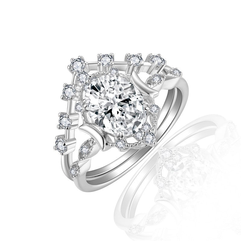 Star Moon Series 2 Carat Moissanite Engagement Ring Set