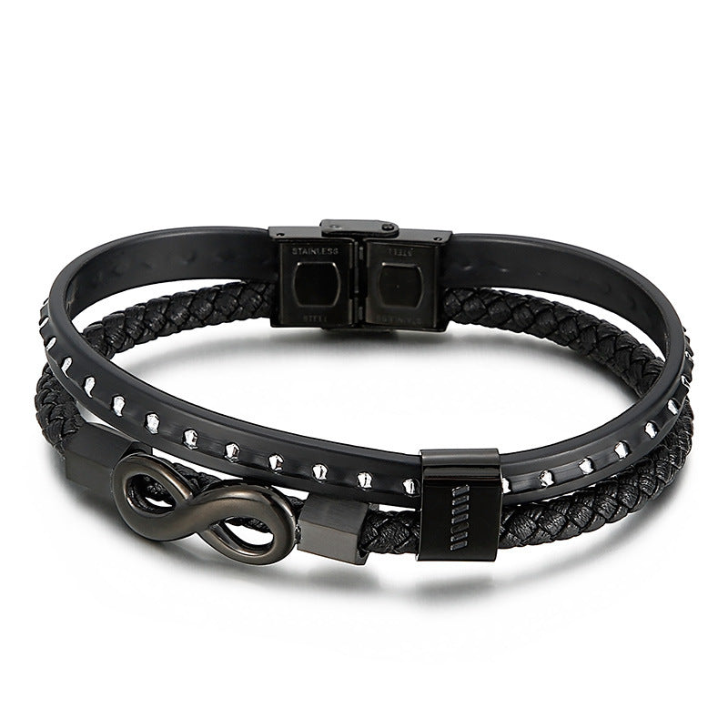 Planderful Mens Leather Bracelet Everyday Genie Weave