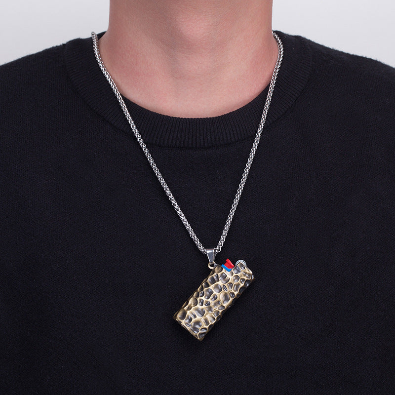 Titanium Steel Necklace Pendant – Vintage Lighter Pendant