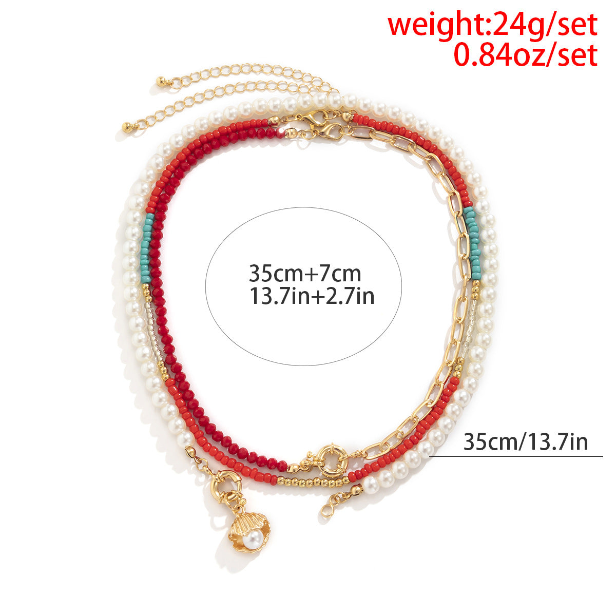 Planderful Vienna Verve Scallop Pendant Necklace For Women Bold Ethnic Style Rice Bead Imitation Pearl