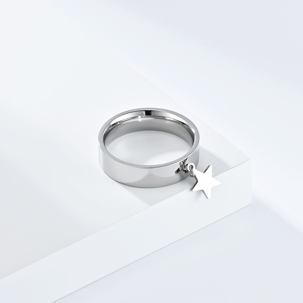 Cross-Border Neutral Wind Star Moon Butterfly Cross Titanium Steel Ring for Men and Children