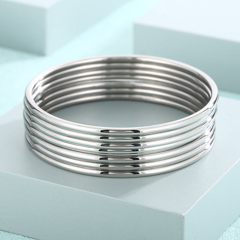 Planderful Everyday Genie Personalized 18K Gold Plated 3mm Round Multi Layer Steel Bracelet For Men And Women