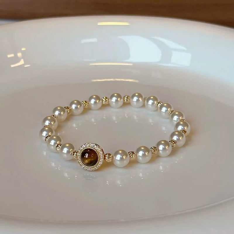 Maillard Tiger Eye & Pearl Bracelet