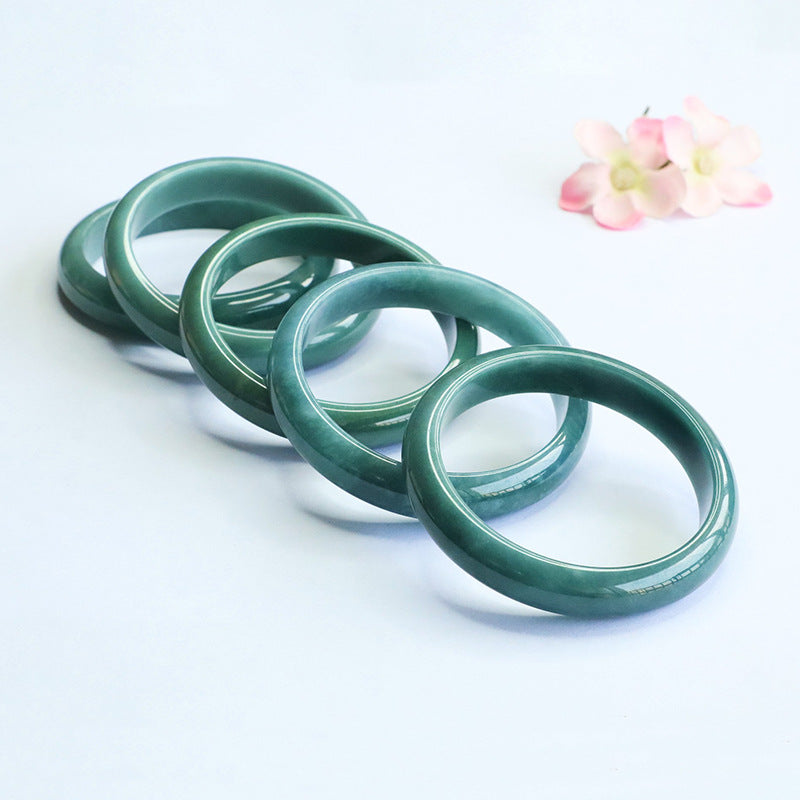 Blue Water Jadeite Classic Round Bangle
