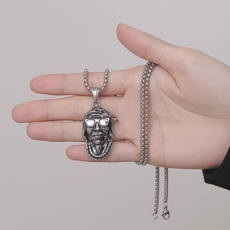 Steel Necklace - Vintage Punk Pendant for Everyday Streetwear Chic by Planderful