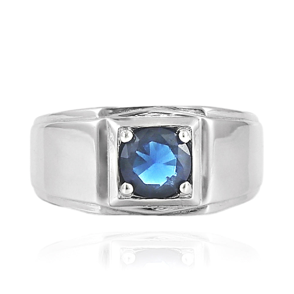 Trendy Multicolor Gemstone Titanium Steel Ring for Men and Women