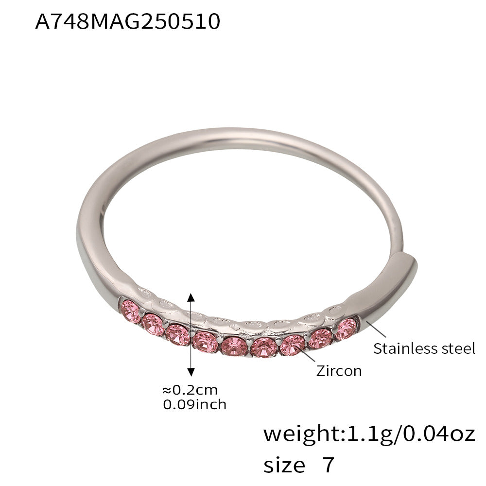 Planderful 5A Zircon Row Ring For Girls Side Opening