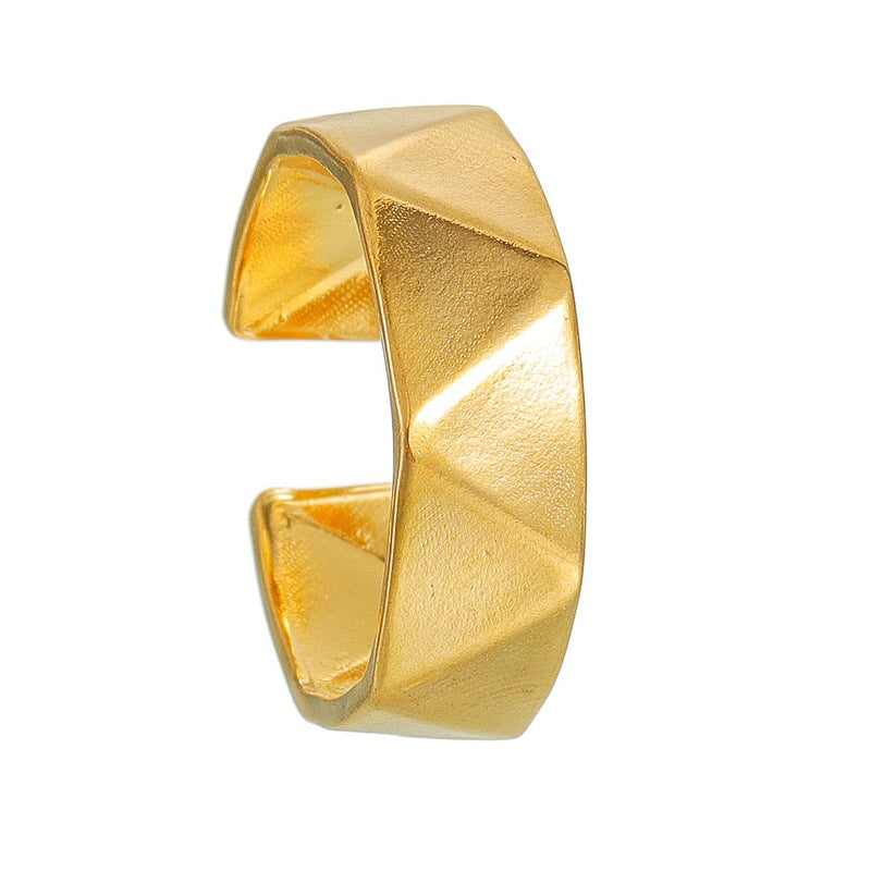 Planderful Everyday Genie Unisex Open Adjustable Stainless Steel Ring Geometric Multifaceted Statement