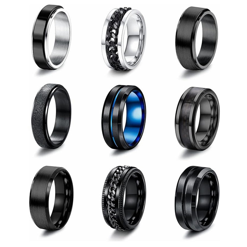 Planderful Everyday Genie Rotatable Stainless Steel Couple Ring Personalized Unisex Jewelry For Him And Her