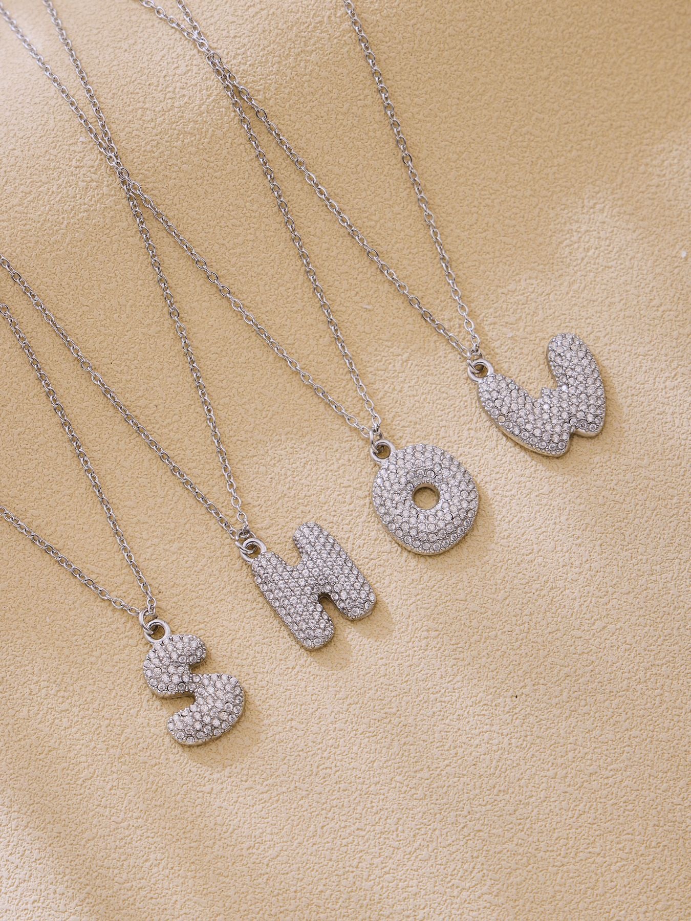 Planderful 26 Letter Zircon Necklace Gold Plated Hip Hop