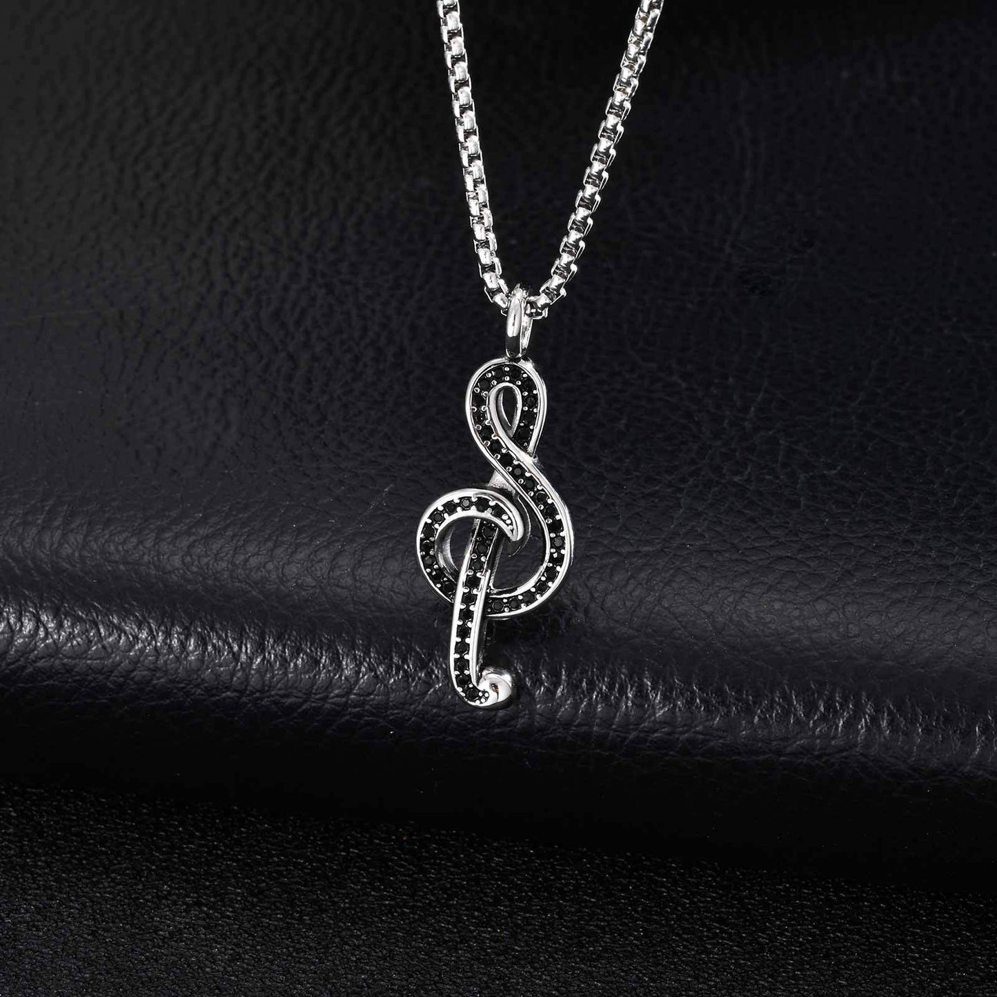 Planderful Music Note Necklace Unisex Zircon Pendant