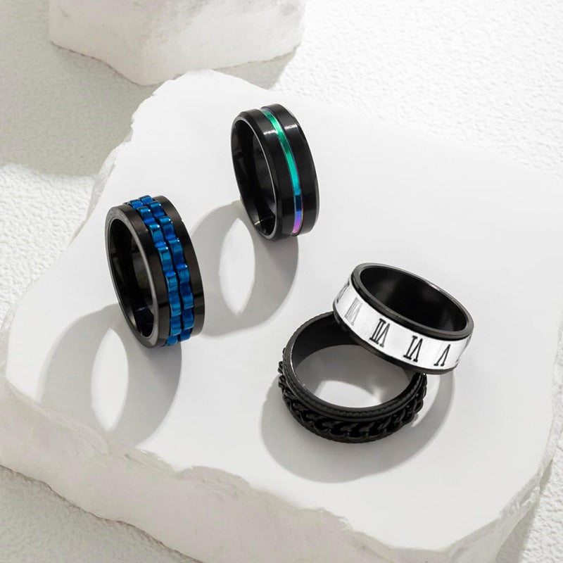 Planderful Everyday Genie Titanium Steel Ring 8mm Rotating Spinner For Men And Unisex Stress Relief