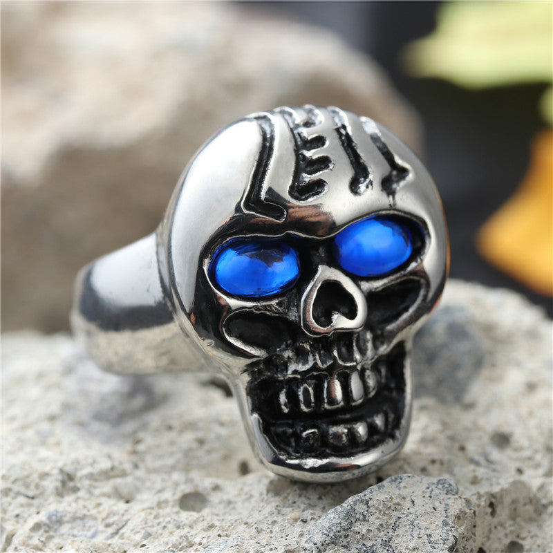 Titanium Steel Flame Skull Ring for Men - Retro Hipster Punk Design in European and American Style
