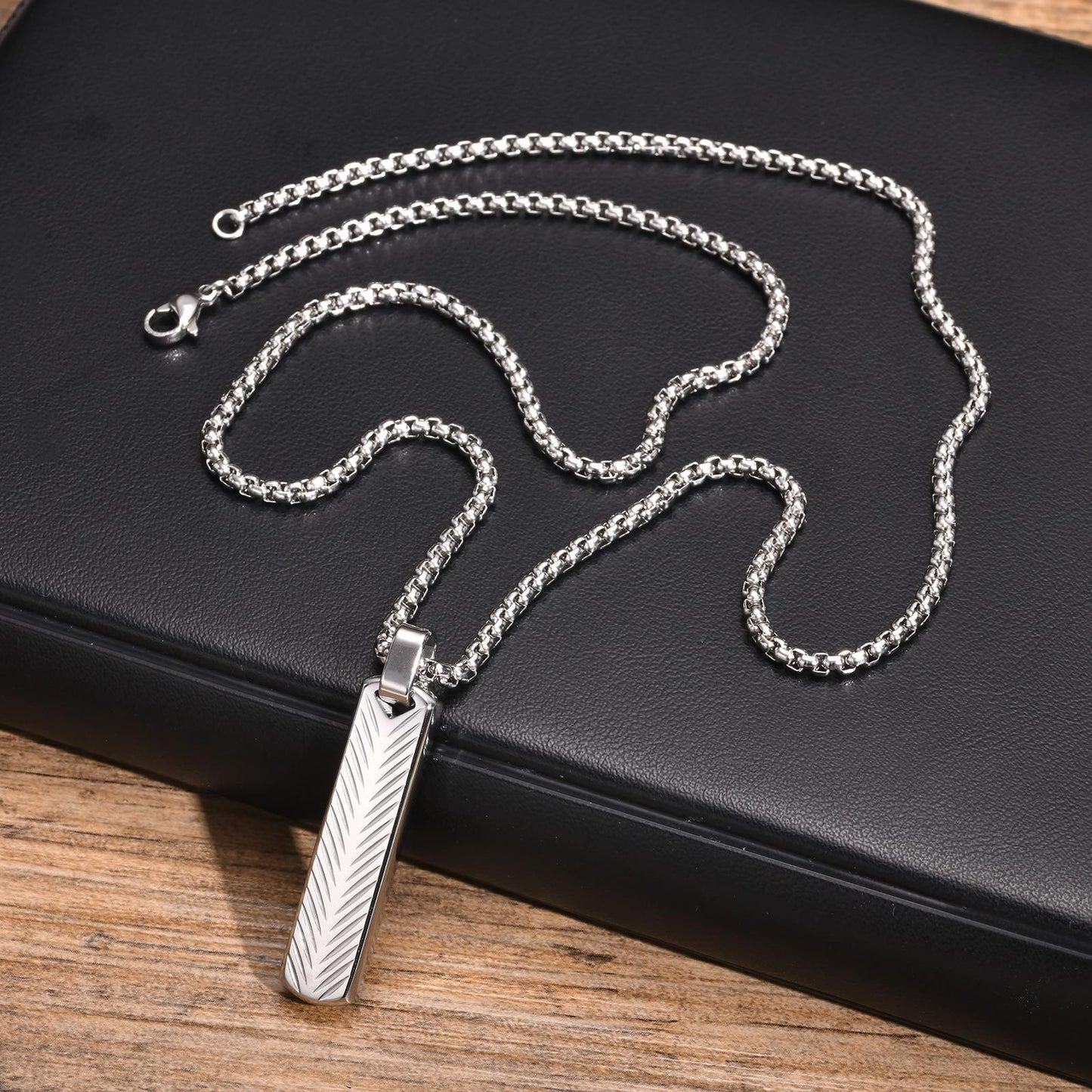 Geometric One-Word Strip Titanium Steel Flower Pendant for Men