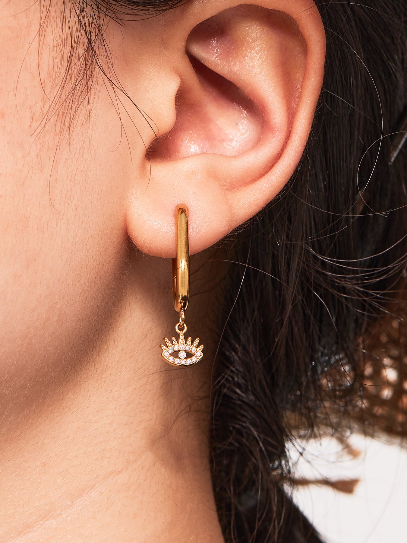 Planderful Devil Eye Earrings 18K Gold Plated Zircon Daywear