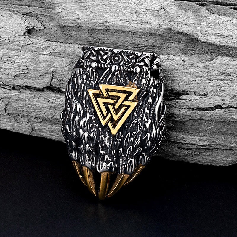 Viking Rune Bear's Paw Titanium Steel Pendant European and American Odin Pendant Men's Creative Hip Hop Stainless Steel Pendant Necklace