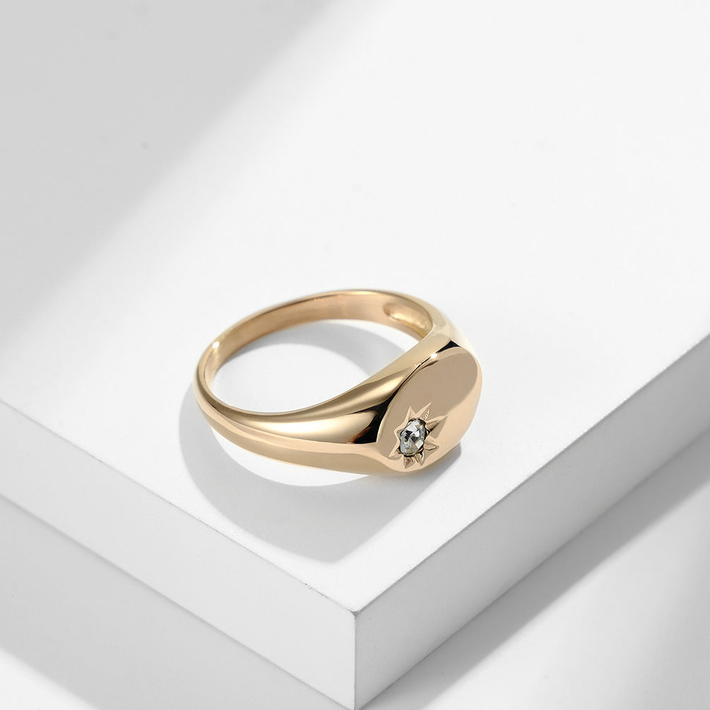 European And American Tide Brand Simple Zircon-Encrusted Ring