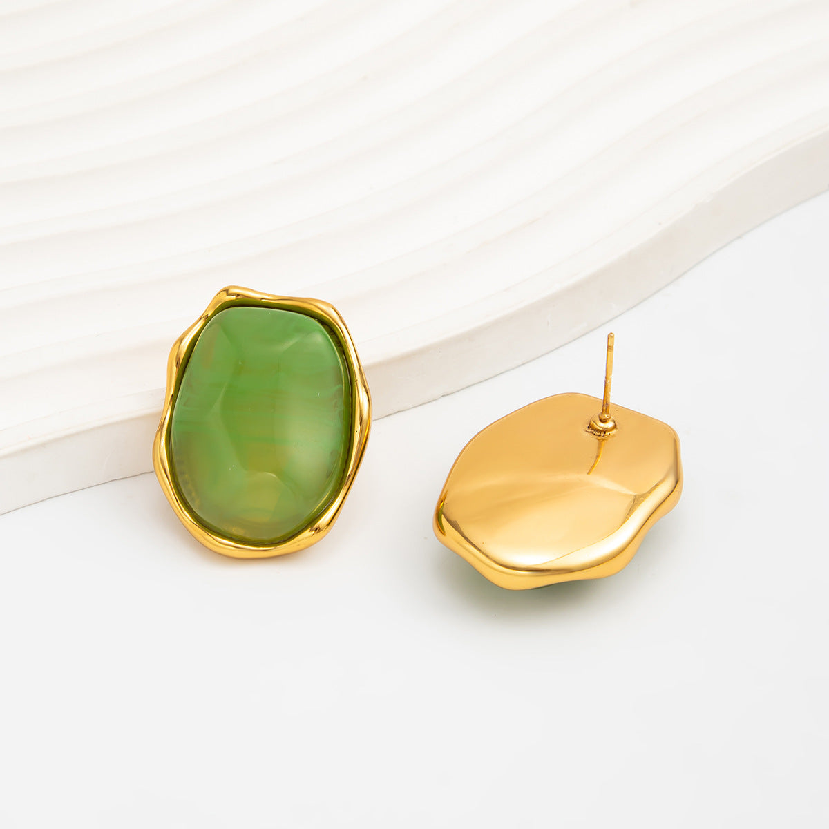 Planderful Vienna Verve Stainless Steel Irregular Concave Convex Stud Earrings For Women Geometric Statement Jewelry