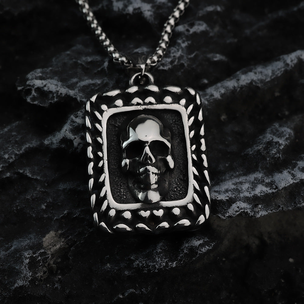 European And American Retro Stainless Steel Skull Pendant Necklace