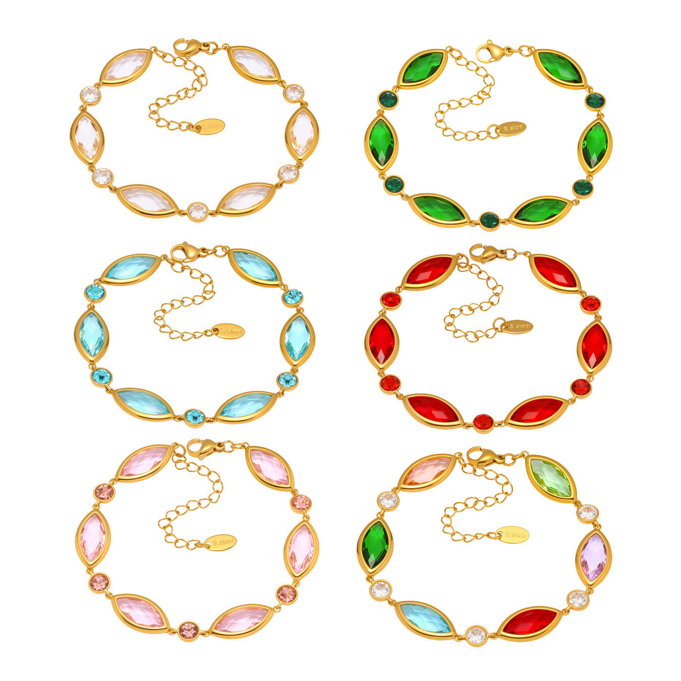 Planderful Crystal Glass Bracelet Luxury 18K Gold Women