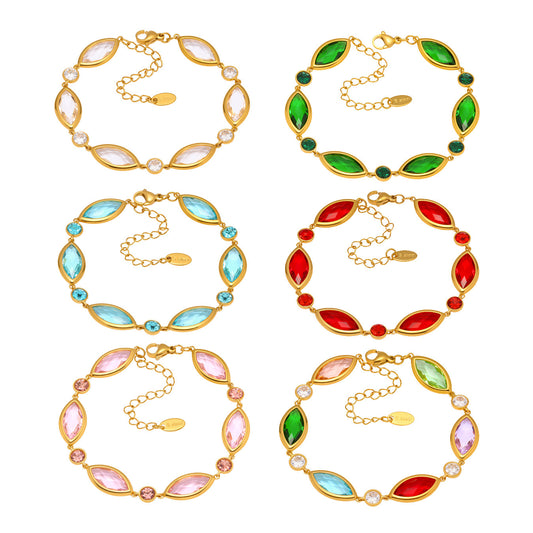 Planderful Crystal Glass Bracelet Luxury 18K Gold Women