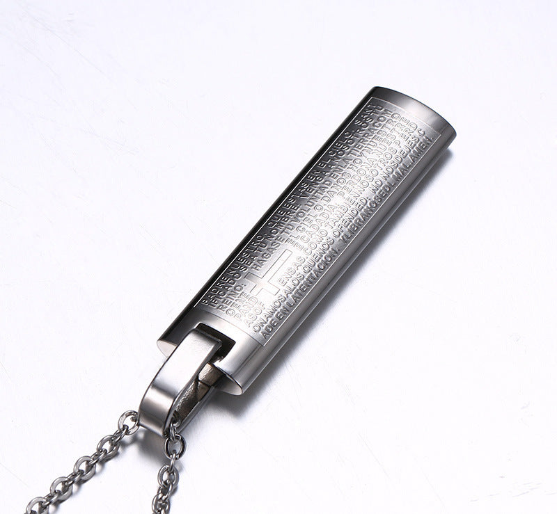 Stainless Steel Strip Corrosive Spanish Pendant Necklace for Men