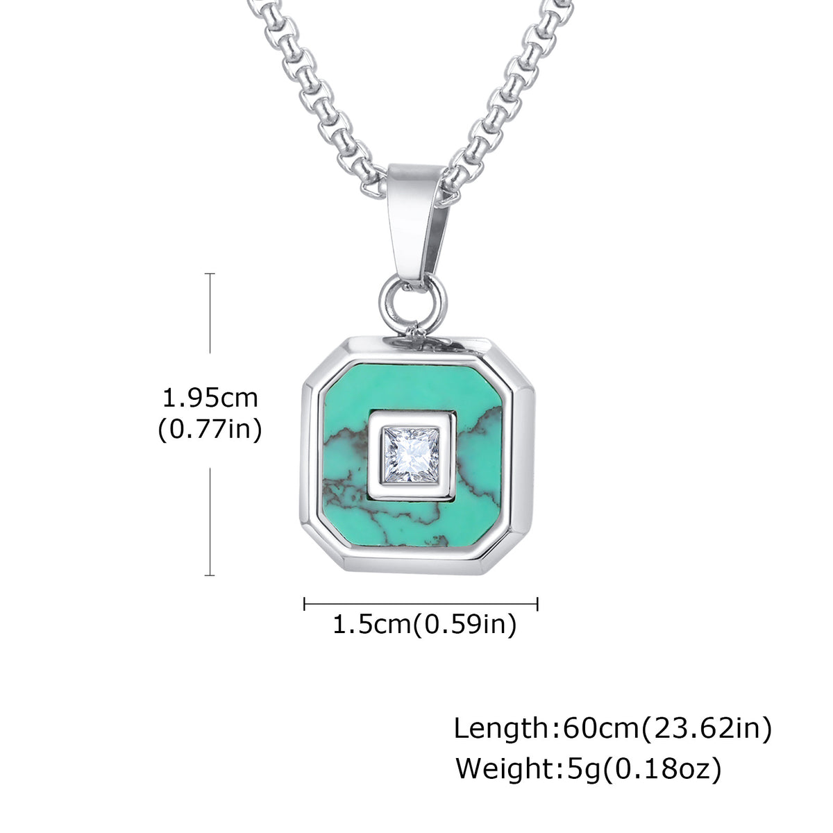 Lapis Lazuli Zircon Stainless Steel Necklace for Men