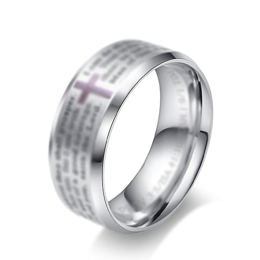 Steel Ring - Elegant Cross Scripture Jewelry For Everyday Wear And Blessing Gift Idea