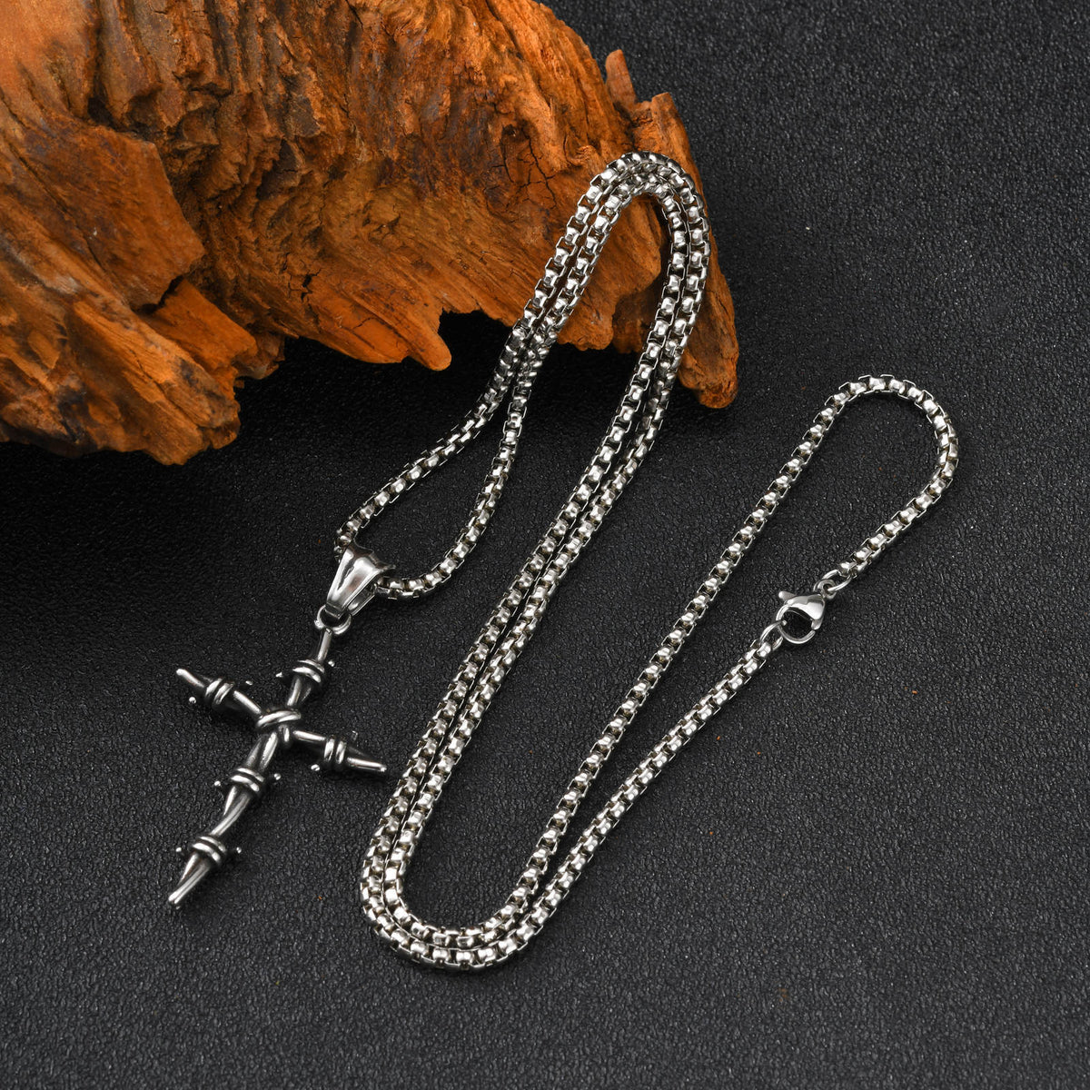 Cross Braided Vintage Stainless Steel Pendant for Men